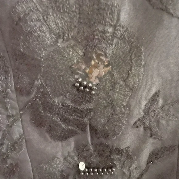 TRACY REESE Black Beaded Embroidered Silk Capelet Wrap Stole Hollywood Glamour M - Picture 8 of 11